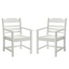 Patio Dining Chair with Armset Set of 2, Pure White with Imitation Wood Grain Wexture,HIPS Material
