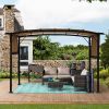 12 x 9 Ft Outdoor Pergola Patio Gazebo; Retractable Shade Canopy; Steel Frame Grape Gazebo; Sunshelter Pergola for Gardens; Terraces; Backyard