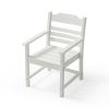 Patio Dining Chair with Armset Set of 2, Pure White with Imitation Wood Grain Wexture,HIPS Material