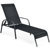 2 Pieces Outdoor Patio Lounge Chair Chaise Fabric with Adjustable Reclining Armrest