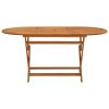 Folding Patio Table 63"x33.5"x29.5" Solid Eucalyptus Wood