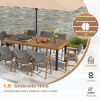 79" Acacia Wood Dining Table 8-Person Patio Table with 1.9" Umbrella Hole and Adjustable Foot Pads