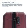 3 Piece Luggage Sets ABS Lightweight Suitcase with Two Hooks, Spinner Wheels, TSA Lock, (20/24/28) Wine Red