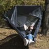 Nylon Mosquito Hammock with Attached Bug Net, 1 Person Dark Gray and Black, Open Size 115" L x 59" W