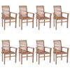 Dining Chairs 8 pcs with Anthracite Cushions Solid Teak Wood