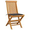Patio Chairs with Anthracite Cushions 6 pcs Solid Teak Wood