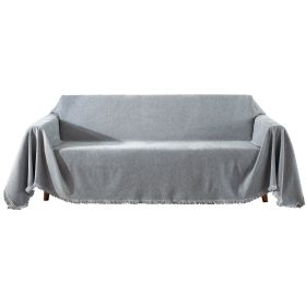 Chenille Couch Cover Universal Sofa Cover Sofa Slipcover for Pets Dogs Cats (Color: Grey, size: 71 x 134 in)