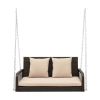 2-Person Outdoor Wicker Porch Swing with Seat and Back Cushions