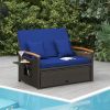 Outdoor Wicker Daybed with Folding Panels and Storage Ottoman