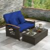 Outdoor Wicker Daybed with Folding Panels and Storage Ottoman