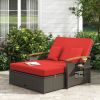 Outdoor Wicker Daybed with Folding Panels and Storage Ottoman
