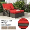Outdoor Wicker Daybed with Folding Panels and Storage Ottoman