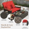 Outdoor Wicker Daybed with Folding Panels and Storage Ottoman