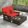 Outdoor Wicker Daybed with Folding Panels and Storage Ottoman