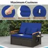 Outdoor Wicker Daybed with Folding Panels and Storage Ottoman