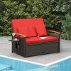 Outdoor Wicker Daybed with Folding Panels and Storage Ottoman