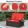 Outdoor Wicker Daybed with Folding Panels and Storage Ottoman
