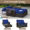 Outdoor Wicker Daybed with Folding Panels and Storage Ottoman