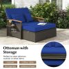 Outdoor Wicker Daybed with Folding Panels and Storage Ottoman
