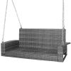 2-Person Patio PE Wicker Hanging Porch Swing Bench Chair Cushion 800 Pounds