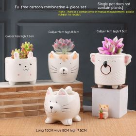 Succulent Bonsai Braised Purple Sand Simple Small Flower Pot (Option: Adorable Rabbit Cartoon Pots 4-Ceramic Medium)